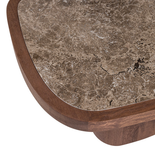 WOOOD salontafel Granu - Marmer/Mangohout - Bruin - 39x70x60