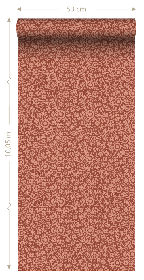 ESTAhome behang bloemetjes terracotta - 50 x 900 cm - 131671 - vtwonen shop