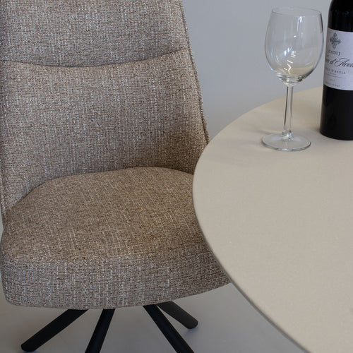 DÉJA Living Eetkamerstoel Meau - Taupe/Zwart - Draaibaar - Set van 2