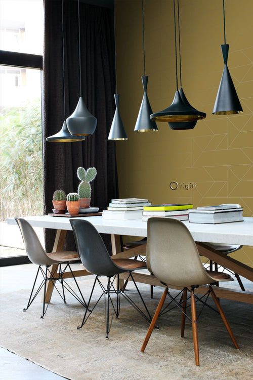 Origin Wallcoverings behang grafische lijnen okergeel - 0,53 x 10,05 m - 347723 - vtwonen shop