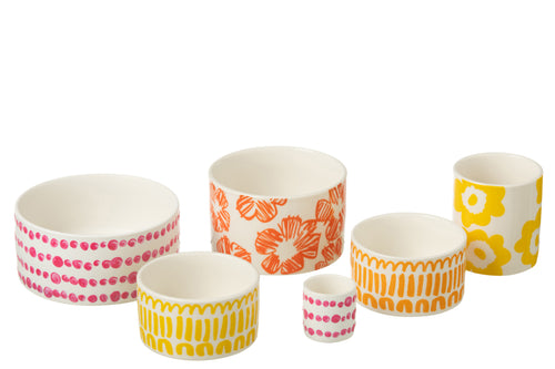 J-Line aperoschaal + dienblad - bamboe/keramiek - mix - doos van 6 stuks - vtwonen shop