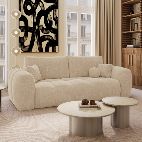 Premium Interiors - Slaapbank met opbergruimte SKY - kruisbinding beige 260cm
