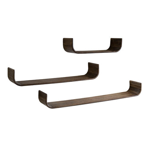 Giga Meubel Wandplank Maya - Teakhout U-vorm Set van 3 - Japandi