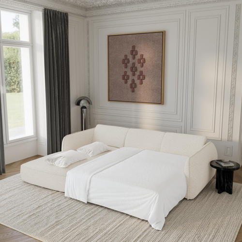 Sia Home slaapbank LIVIA - Bouclette stof - Crème - 274cm