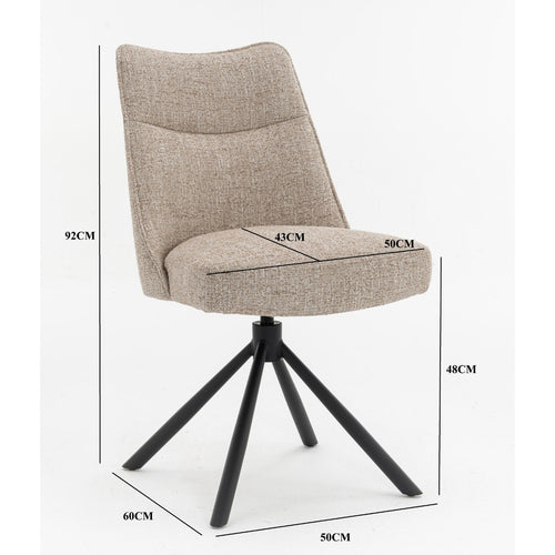 DÉJA Living Eetkamerstoel Meau - Beige/Zwart - Draaibaar - Set van 2