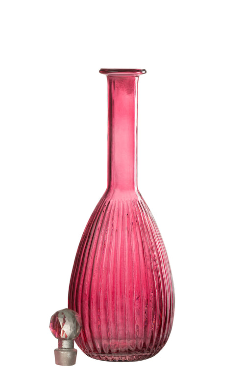 J-Line karaf Strepen - glas - rood