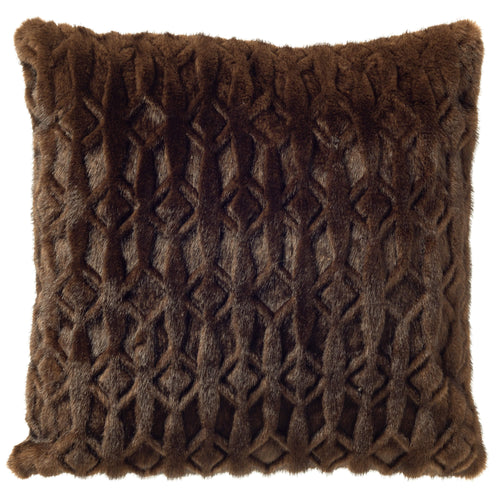 MATTHEO - sierkussen 45x45 cm - imitatiebont - geometrisch motief - Chocolate Martini - bruin