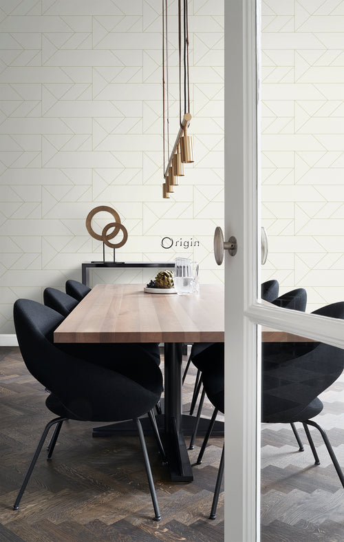 Origin Wallcoverings behang grafische lijnen beige en goud - 0,53 x 10,05 m - 347720 - vtwonen shop