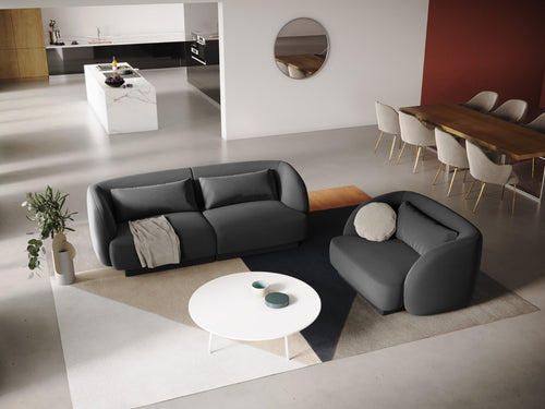 Cosmopolitan Design Bank Tulum 2-zits, flueel, grijs - 90x180x70cm