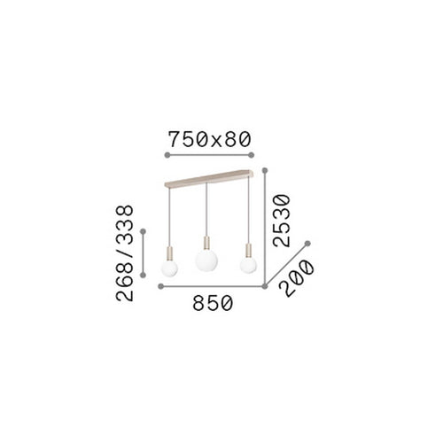 Ideal Lux ODEON Hanglamp voor aan het plafond, wit, 3x LED 3200lm 3000K