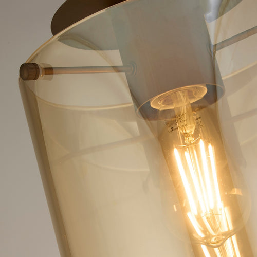 Searchlight Sweden 1-lichts plafondlamp - Mokka metaal en amberkleurig glas
