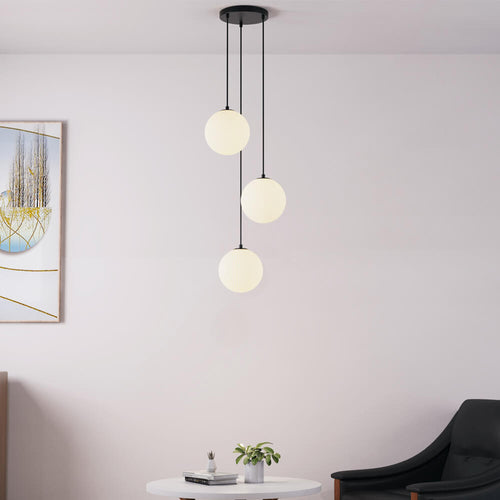 HOME DELUXE Glazen hanglamp SUNA Wit - 3-lichts