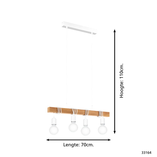 EGLO hanglamp Townshend - e27 - 70 cm - wit/bruin - vtwonen shop