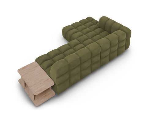 Cosmopolitan Design Modulaire hoekbank links Sky 4-zits, flueel, lichtgroen - 162x297x70cm