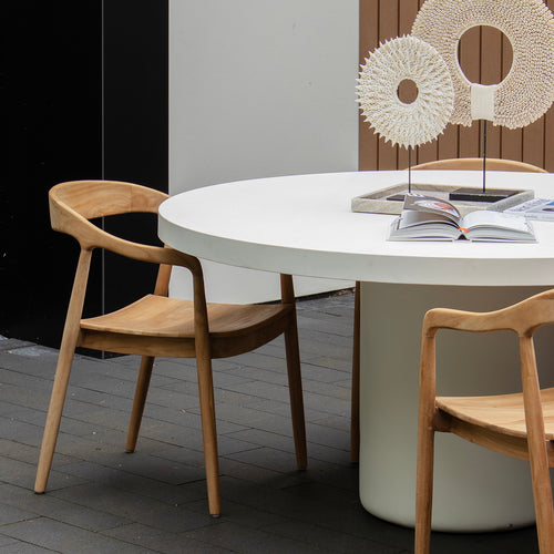 Giga Meubel Tuintafel Eden - Rond 120cm - Wit Eco Composiet - Betonlook - vtwonen shop