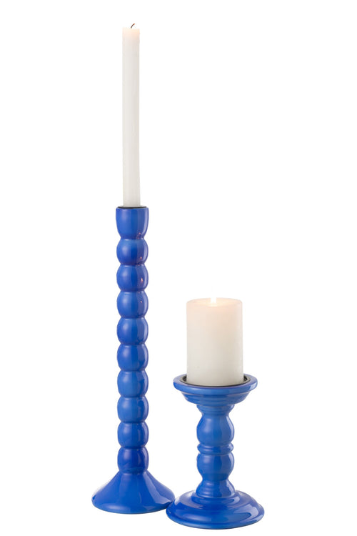 J-Line kandelaar - hout - blauw