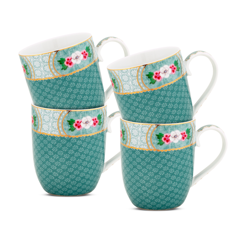 Pip Studio Blushing Birds Mokken - Servies - Set van 4 Kleine Kopjes - Blauw - 145ml - vtwonen shop