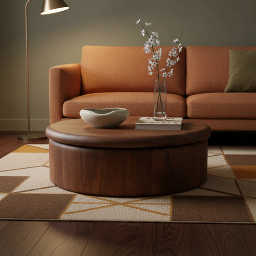 DÉJA Living Salontafel Rota - Rond Donkerbruin Mangohout - 90x90x31cm - vtwonen shop