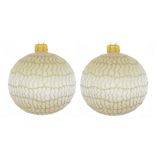 Dagmara kerstbal – wit- en goudtinten – glas – set van 2