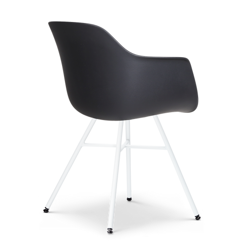 Nolon Noa-Liz eetkamerstoel zwart met mosgroen zitkussen - wit onderstel