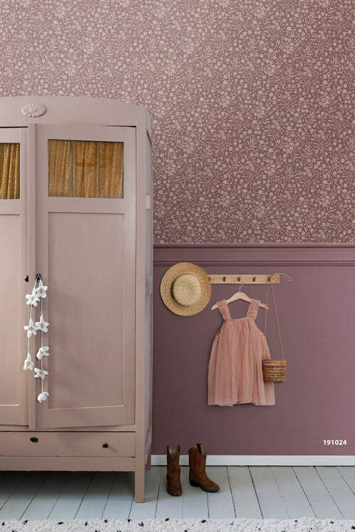 ESTAhome behang bloemetjes mauve paars - 50 x 900 cm - 132233