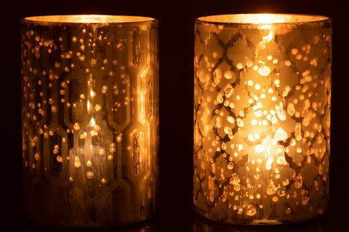 J-Line windlicht - glas - zilver - large - 2 stuks - vtwonen shop