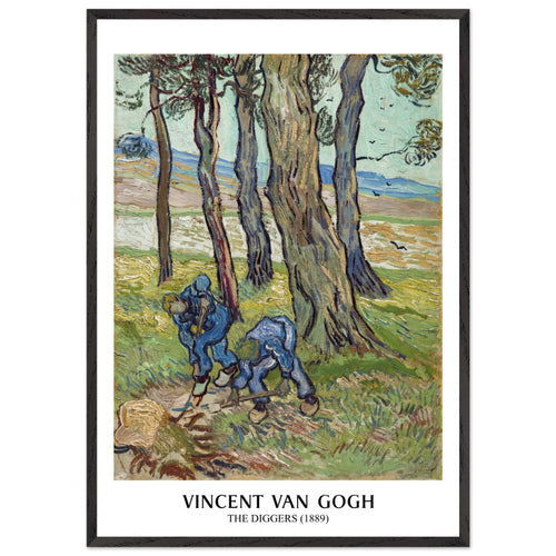 Artfulprints Poster met Lijst Vincent van Gogh - The diggers   - 70x100 cm - Groen