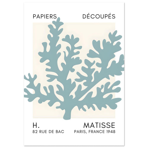 Artfulprints Poster Matisse – Aqua bloom turquoise   - A4 21x29.7 cm - Turquoise
