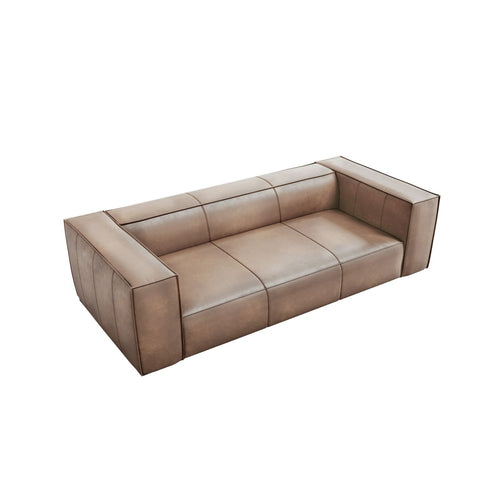 Cosmopolitan Design - Bank Turin 3-zits, echt leer donkerbeige - 100x227x68cm