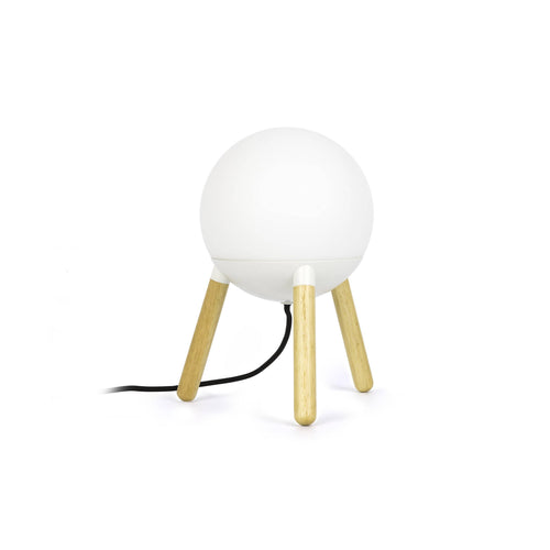 Faro Mine - 1 Light Tafellamp Bol Wit, Hout, E27