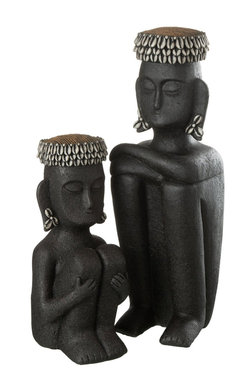 J-Line decoratie Standbeeld Etnisch - steen/polyresin - zwart - large