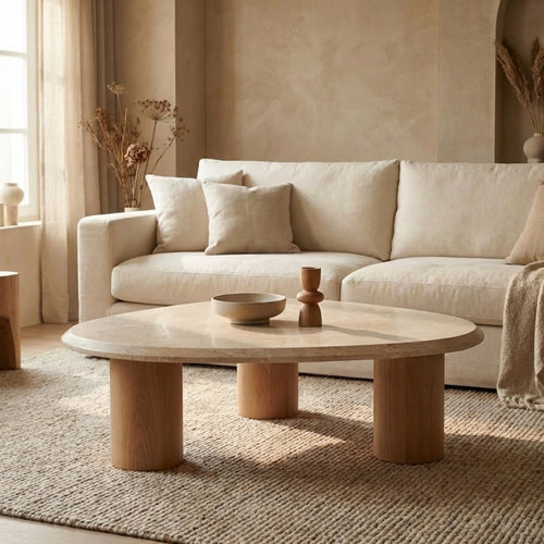 Starfurn Salontafel Nuvé - Organisch Hout/Marmer - 84x75x35cm