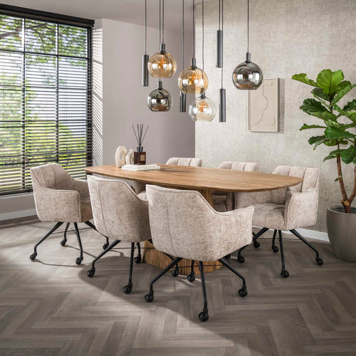 Giga Meubel Eetkamerstoel Hoven - Zand - Incl. Wieltjes - Set van 2 - vtwonen shop