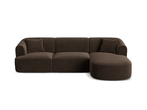 Cosmopolitan Design Modulaire hoekbank rechts Campi 4-zits, flueel chocolade - 156x256x70cm