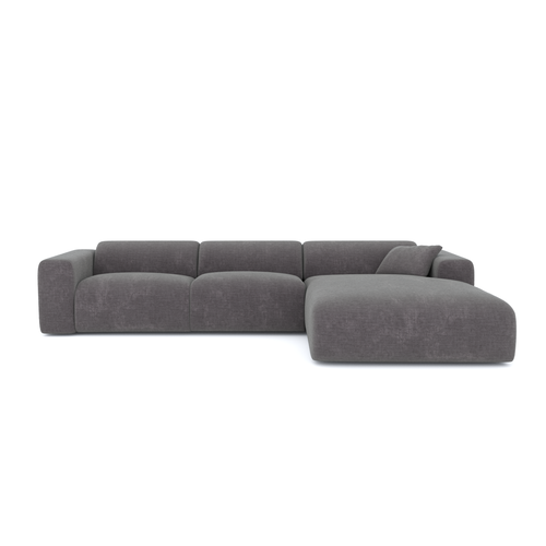 Sia Home - Hoekbank rechts MYRA - Fluweel met structuur - Grijs - 280cm - vtwonen shop