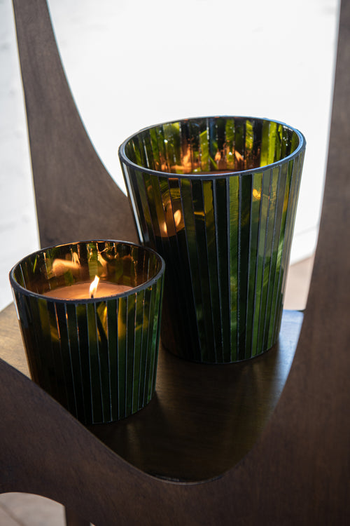 J-Line geurkaars Noa - Herbal Serenity - glas - groen - small - 35U