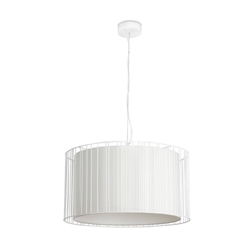 Faro Linda - 1 Light Ronde hanglamp wit met kap, E27
