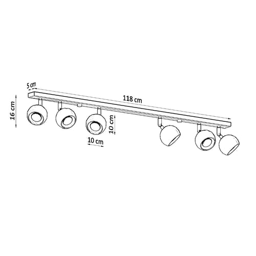 Sollux Lighting Plafondlamp OCULARE 6L zwart - 118x10x16cm