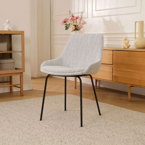 Nolon Nora-Isa Eetkamerstoel Beige Gemêleerd - Stof - Zwart Onderstel - vtwonen shop