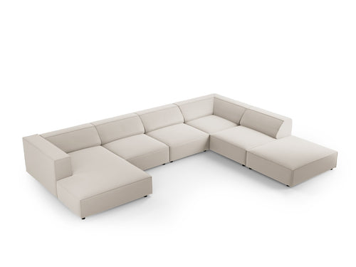 Cosmopolitan Design Panoramische hoekbank rechts Arendal 7-zits, flueel, ecru - 262x364x70cm