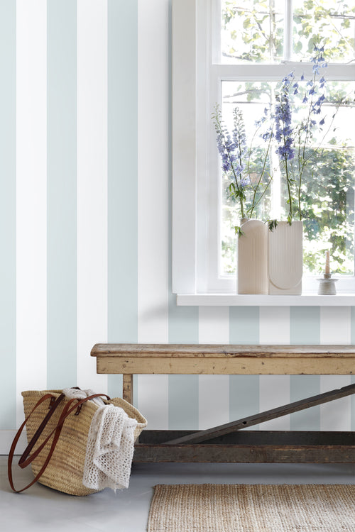 Sanders & Sanders behang strepen lichtblauw en wit - 53 cm x 10.05 m - 640658