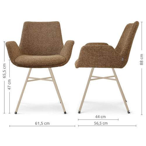 Nolon Noa-Eef eetkamerstoel bruin blend - beige onderstel