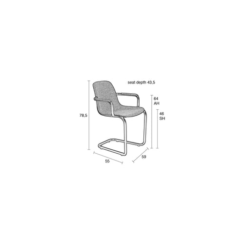 Zuiver Thirsty Eetkamerstoelen armleuning Roze - Set van 2