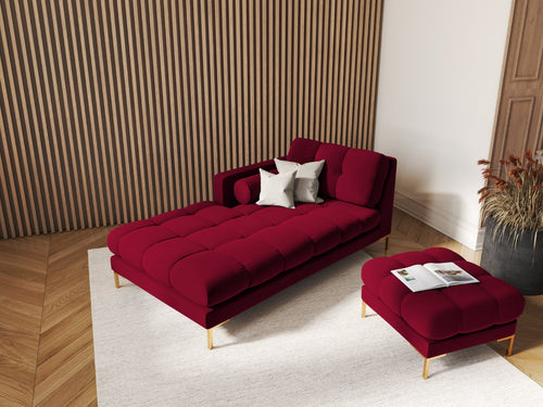 Cosmopolitan Design linker meridiaan Bali flueel, rood - 185x102x75cm