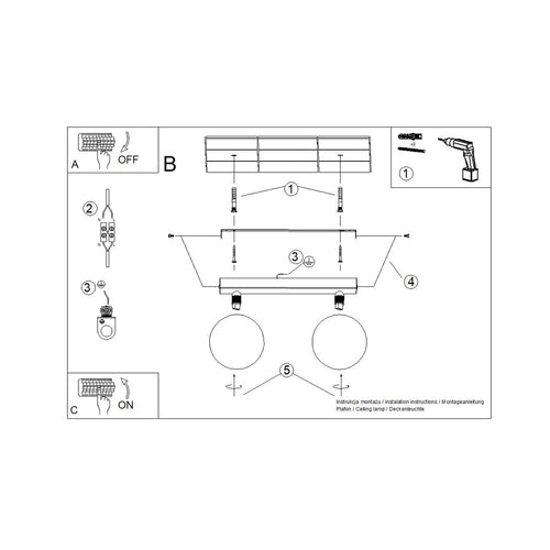 Sollux Lighting Plafondlamp YOLI 2 ultramarijn - 34,5x12x14,5cm
