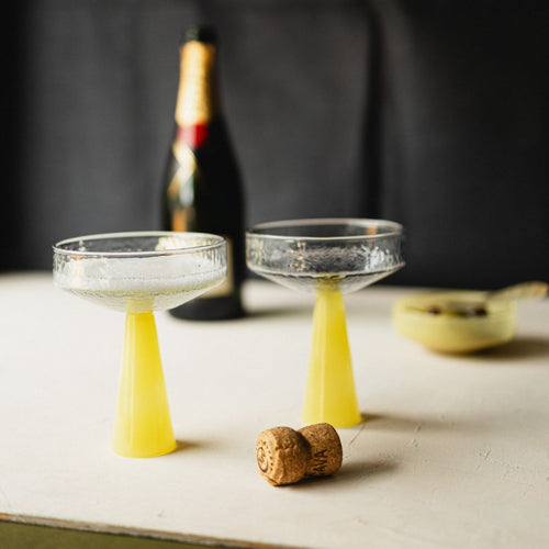Brût Homeware Champagne Coupe geel, 2 sets van 2