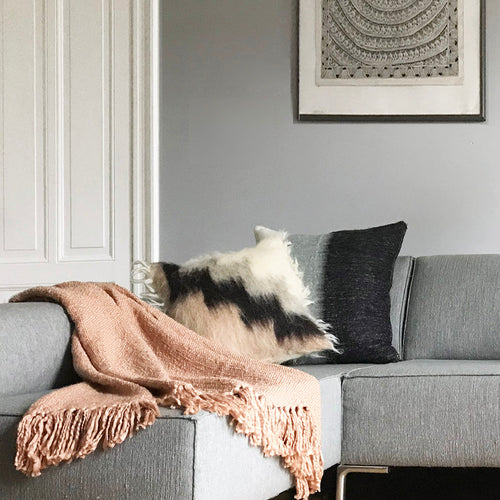 Malagoon kussen Stairway brush - gebroken wit, grijsroze tinten - 50x50cm 100% wool