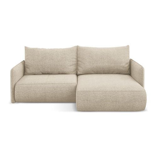 LaMiaSofa hoekbank rechts Palermo - chenille stof - donkerbeige - 207x148x86