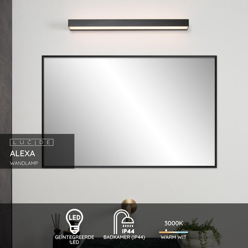 Lucide wandlamp badkamer ALEXA - 1xGeïntegreerde LED - Zwart - vtwonen shop
