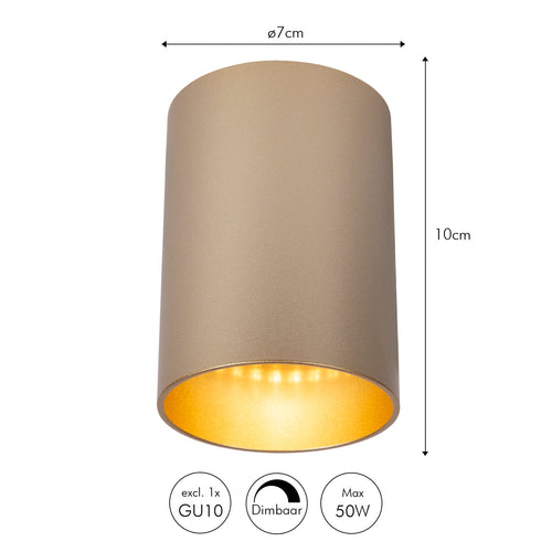 Atmooz plafondlamp Nuo Fix - goud - goud binnenin - Ø 7 x H 10 cm - GU10
